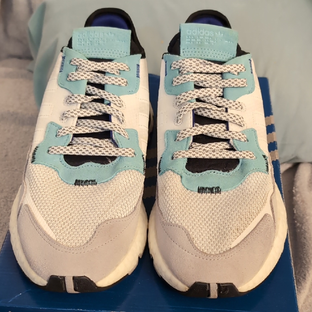 Adidas White and Aqua Running Shoes